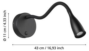 Eglo 901781 - LED гъвкава стенна лампа с USB OLIVANDINO LED/3,8W/230V черна