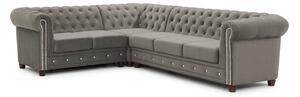 Сив кадифен разтегателен ъглов диван (ляв ъгъл L форма) York Blik – Ropez