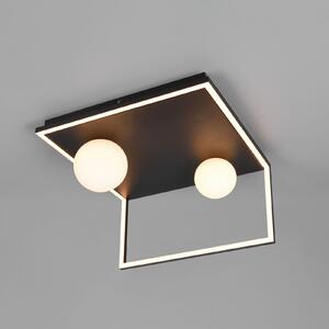 Trio Lighting LED таванска лампа Arola, матово черна, ширина 37 cm, метал, Затъмняване, Черен, Дневна/трапезария, Метал, Модерен