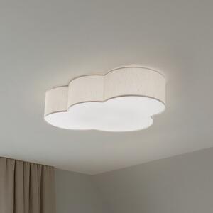 TK Lighting Таванска лампа Cloud, бежова, 63 см дължина, текстил, облак, E27, Затъмняване, Бежов, Детска стая, Плат / текстил, Млад живот