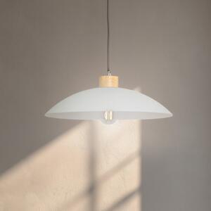 ONLI Висяща лампа OHANA, опално стъкло, дъб, Ø 40 cm, E27, Затъмняване, Бял, Дневна/трапезария, Стъкло, Скандинавски