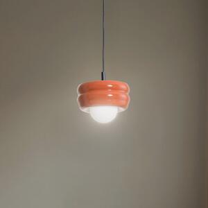 Argon Висяща лампа Tina, теракота/опал, стъкло, Ø 19 cm, Затъмняване, Кафяв / ръждив, Дневна/трапезария, Стъкло