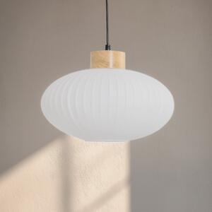 Lamkur Висяща лампа Harmony, Ø 25 cm, бяла/дъб, стъкло/дърво, Затъмняване, Бял, Дневна/трапезария, Стъкло, Скандинавски
