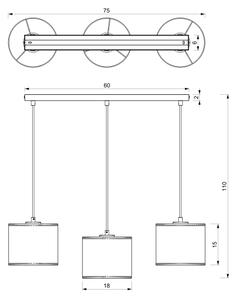 Полилей на кабел ARDEN, 3 x E27, 15 W, 230 V, в бежово/кафяво