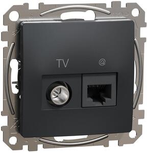 SE Розетка TV+RJ45 UTP cat.6 цвят Антрацит Sedna - SDD114469T