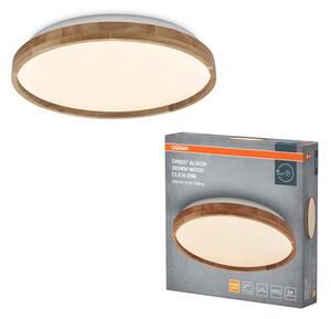 LED плафон Ledvance Orbis Alison 395MM 24W 830 Click DIM Wood Decor, за таван, 24W, 1500lm, 3000K, кафяв