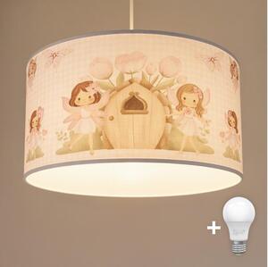 Brilagi - LED детски полилей на кабел BOBO 1xE27/60W/230V Ø 35 см розов/феи