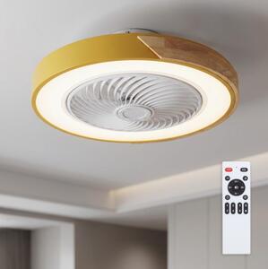 Brilagi - Димируемо LED осветително тяло с вентилатор LED/38W/230V 50 см златисто/дъб + дистанционно управление