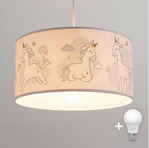 Brilagi -LED детски полилей на кабел BOBO 1xE27/60W/230V Ø35 см бял/еднорози