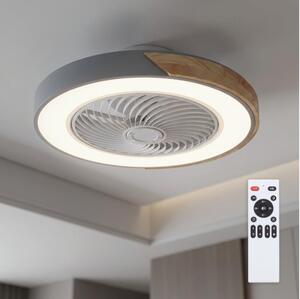 Brilagi - LED димируемо осветително тяло с вентилатор LED/38W/230V 50 см сиво/дъб + дистанционно управление