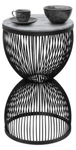 Метална - МДФ странична маса Stella в черен - бял мраморен ефект Ø34,5x56,5см