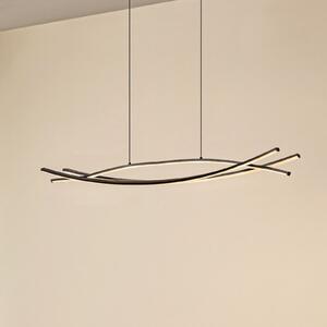 Lucande LED висяща лампа Sayori, 98 cm, черна, с регулируема яркост, Затъмняване, Черен, Дневна/трапезария, Метал, Модерен