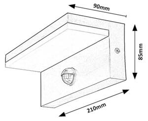 Rabalux 77116-LED Екстериорен аплик със сензор ZARAGOZA LED/9W/230V IP54 бял