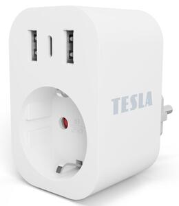 TESLA Smart - Смарт щепсел 3680W/230V/16A Type F/E 2xUSB-A + 1xUSB-C Wi-Fi