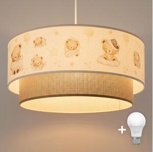 Brilagi - LED детски полилей на кабел BOBO 1xE27/60W/230V, Ø 40 см, бял/бежов/с мотив меченце