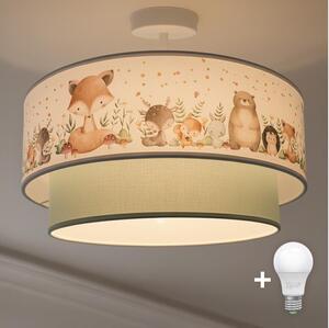 Brilagi-LED Детски повърхностно монтиран полилей BOBO 1xE27/60W/230V Ø 40 cm бял/зелен/с животински мотив