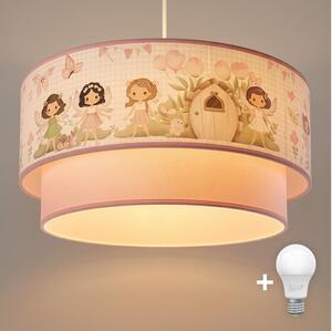Brilagi - LED детски полилей на кабел BOBO 1xE27/60W/230V Ø 40 см розов/феи