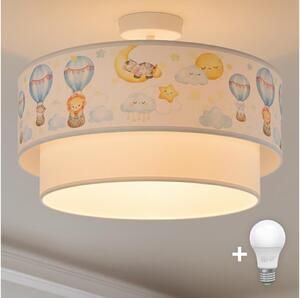 Brilagi-LED Детски таванен плафон BOBO 1xE27/60W/230V Ø 40 см бял/бежов/с животински мотив
