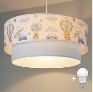 Brilagi-LED Детски полилей на кабел BOBO 1xE27/60W/230V Ø40 см крем/син/мече