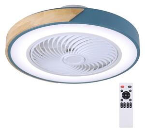 Brilagi - димируемо LED осветително тяло с вентилатор LED/38W/230V 50 cm син/дъб + дистанционно управление