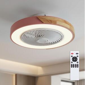 Brilagi - LED димируемо осветително тяло с вентилатор LED/38W/230V 50 см розово/дъб +дистанционно управление