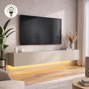 Damla TopMebel меламинов стенен ТВ шкаф с LED осветление в цвят пясъчник 180x29.5x29.5cm