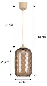 Brilagi - LED полилей на кабел R GLASS 1xE27/60W/230V Ø 14 см бежово/опушено кафяво