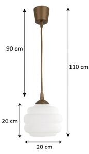 Brilagi - LED полилей на кабел RETRO GLASS 1xE27/60W/230V Ø 20 см кафяв/бял