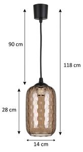 Brilagi - LED полилей на кабел R GLASS 1xE27/60W/230V Ø 14 см черен/димчато кафяв