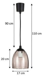 Brilagi - LED полилей на кабел R GLASS 1xE27/60W/230V Ø 17 см черен/димно-бежов