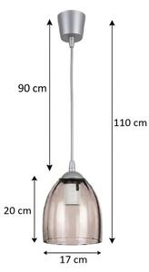 Brilagi-LED Висяща лампа на кабел R GLASS 1xE27/60W/230V Ø 17 см сребрист/опушено бежово