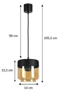 Brilagi - LED полилей на кабел R GLASS 1xE27/60W/230V диам. 14 см черен/димно бежов