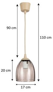 Brilagi - LED полилей на кабел R GLASS 1xE27/60W/230V Ø 17 см бежов/димчато бежов