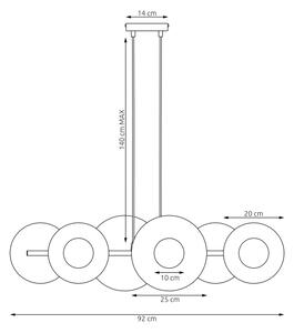 Полилей на кабел UMBRA 6xG9/8W/230V червен