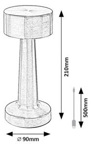 Rabalux 74207-LED Зареждаема LED настолна лампа SENAN, 2.7W, 5V, 1200mAh, златна
