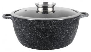Тенджера с капак Oliver Voltz OV54318C22, Ø22x10 см, 3.2 л, Лят алуминий, Керамично мраморно покритие, Черен