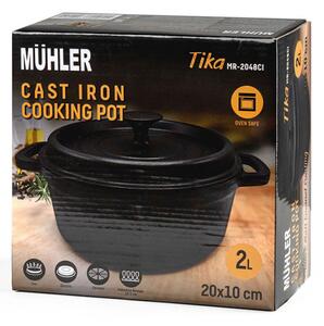 Чугунена тенджера Muhler Tika MR-2048CI, 20x10 см, 2 л, Индукция, Черен