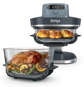 Фритюрник с горещ въздух Ninja CRISPi Pro AS101EUCY, 2050W, 2.3 + 5.7 л, 26-240°C, Max Crisp, Керамични плочи, Без PFAS, Тъмносин/сив