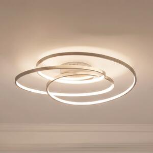 Lindby LED лампа за таван Joline, Ø 60 cm, цвят никел, метал, Затъмняване, Металик, Дневна/трапезария, Метал, Модерен