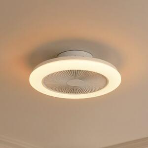 Lindby LED тавански вентилатор Vedin, бял, DC, Ø 45 см, RGBW, Затъмняване, Бял, Дневна/трапезария, Пластмаса, Модерен