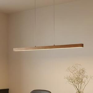 Lucande LED висяща лампа Nihalo, дърво, 122 cm, димируема, CCT, Затъмняване, Дърво, Дневна/трапезария, Дървесина, Модерен