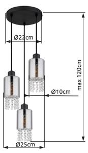 Globo 15799-3H - Пендел BACKEY 3xE27/40W/230V Ø 25 см черен