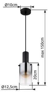 Globo 15907H - Пендел FLORENTINA 1xE27/40W/230V Ø 12,5 см черен