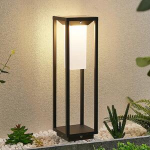 Lucande LED соларна лампа за пиедестал Eliel, височина 50 cm, черна, Черен, Метал, Модерен, Пиедестал за открито