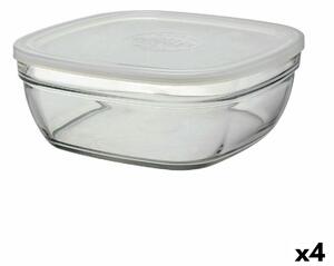 Квадратна Кутия за Обяд с Капак Duralex FreshBox 3 L 23 x 23 x 9 cm (4 броя)