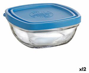 Квадратна Кутия за Обяд с Капак Duralex FreshBox Син 300 ml 11 x 11 x 5 cm (12 броя)