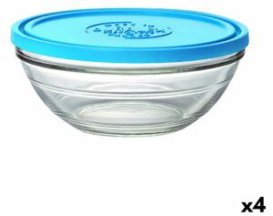 Кръгла Кутия за Обяд с Капак Duralex FreshBox Син 2,4 L (4 броя)