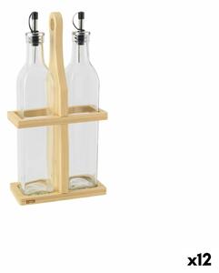 Комплект Подправки Quttin Кафяв Прозрачен Cтъкло Бамбук 0,5 L 2 Части (12 броя)