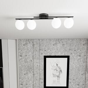 EMIBIG LIGHTING Таванска лампа Кайро, черна/опал, дължина 87 см, 4-крилна., Затъмняване, Черен, Дневна/трапезария, Метал, Модерен