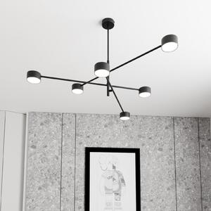 EMIBIG LIGHTING Висяща лампа Natsu, дължина 84 cm, метал, 6-свещник., Затъмняване, Черен, Дневна/трапезария, Метал, Модерен